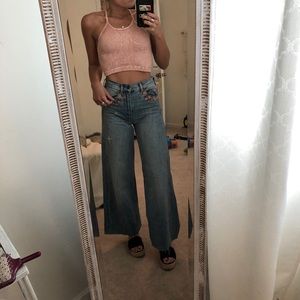 Free people embroidered flair jeans